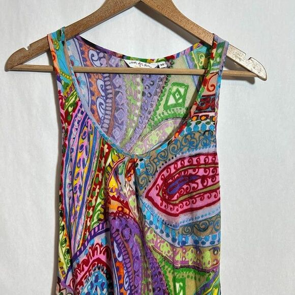 Jams World Just for Fun Dress M Paisley Quartz Colorful Watercolor Beachy Rayon - Picture 4 of 8